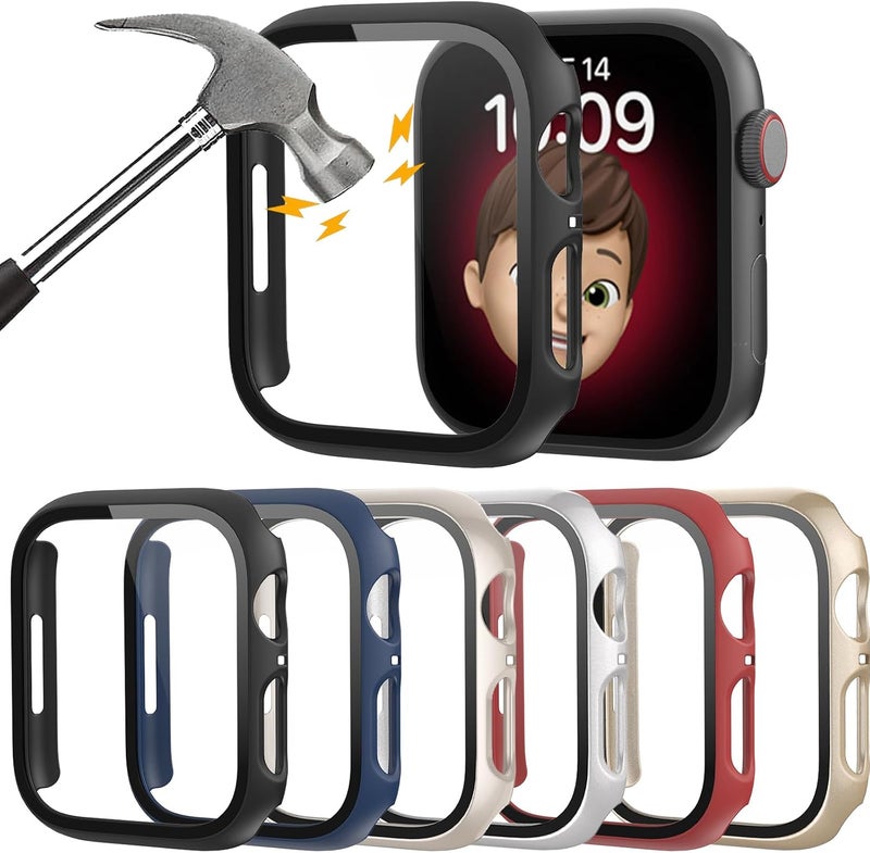 Rontion 6 Pack Hard PC Case with Tempered Glass Screen Protector 40mm for Apple Watch SE 3 2025/SE(2nd Gen) Series 6/SE/5/4, Scratch Resistant Full Protective Bumper Cover for iWatch 40mm Accessories - Image 1